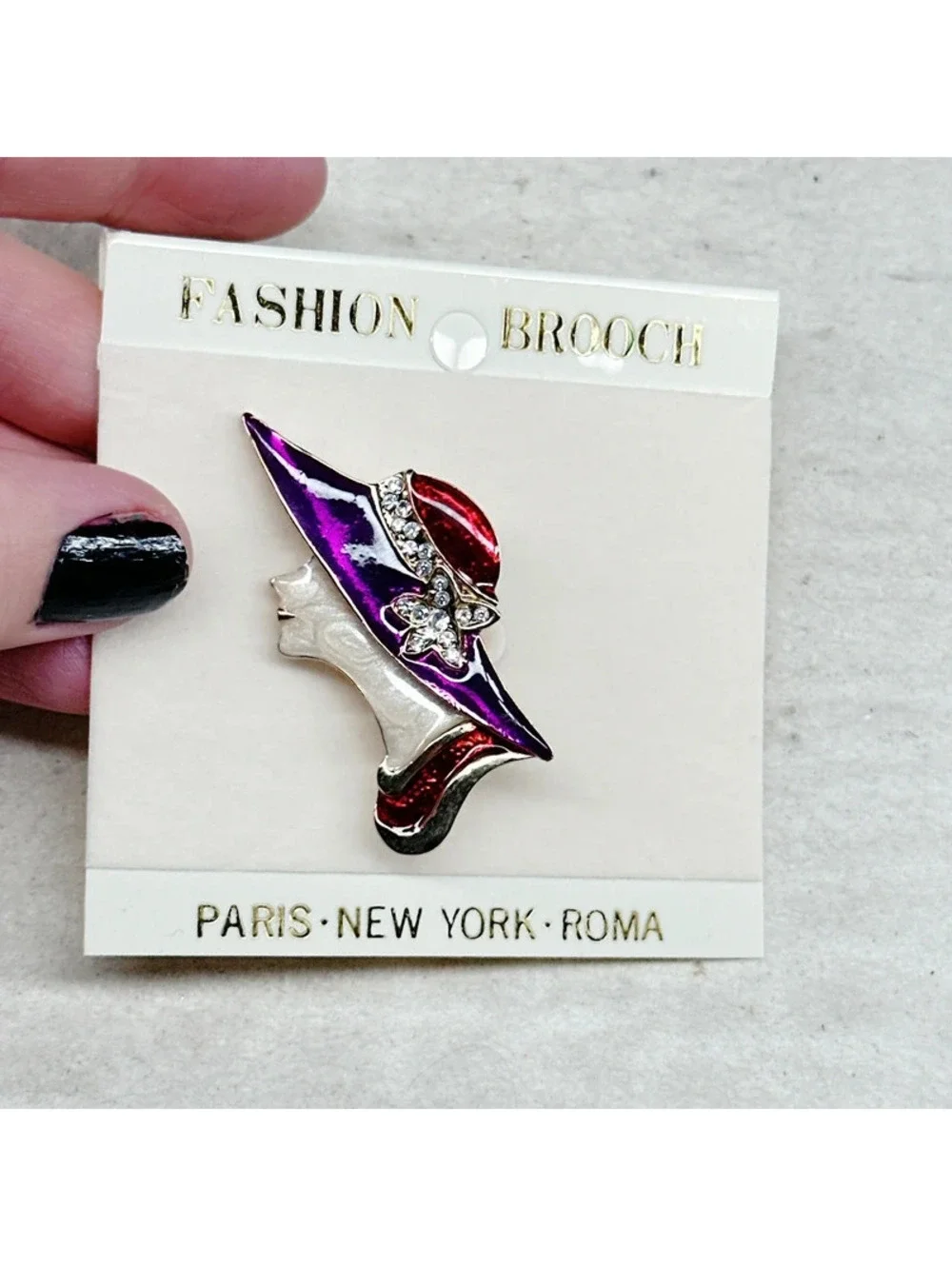 360u. Red Hat Ladyface Brooch